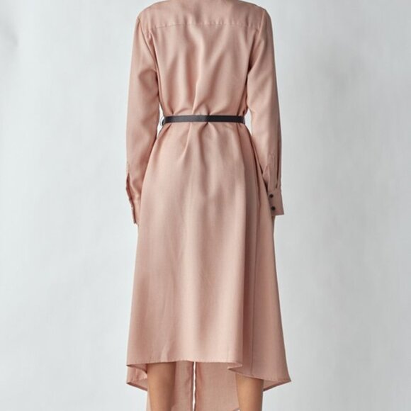 Belted Midi Dress w/ Faux Leather Pocket and Belt | Long Sleeve - Picture 8 of 10